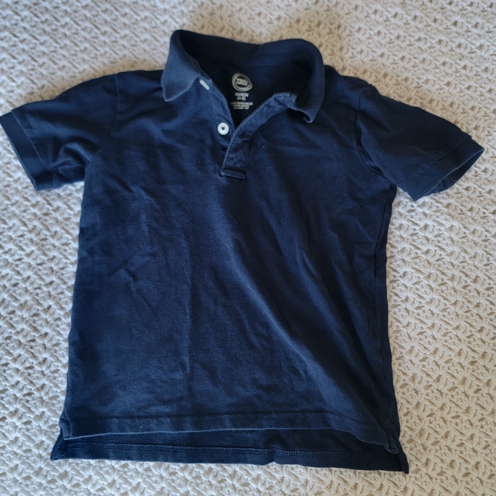 BOGO Wonder Nation Dark Navy Polo Short Sleeve Shirt Size XS (4-5)
